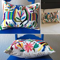 Hand embroidered Mexican Pillow Multi color I
