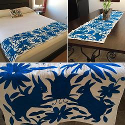 Hand embroidered Mexican Bed Runner